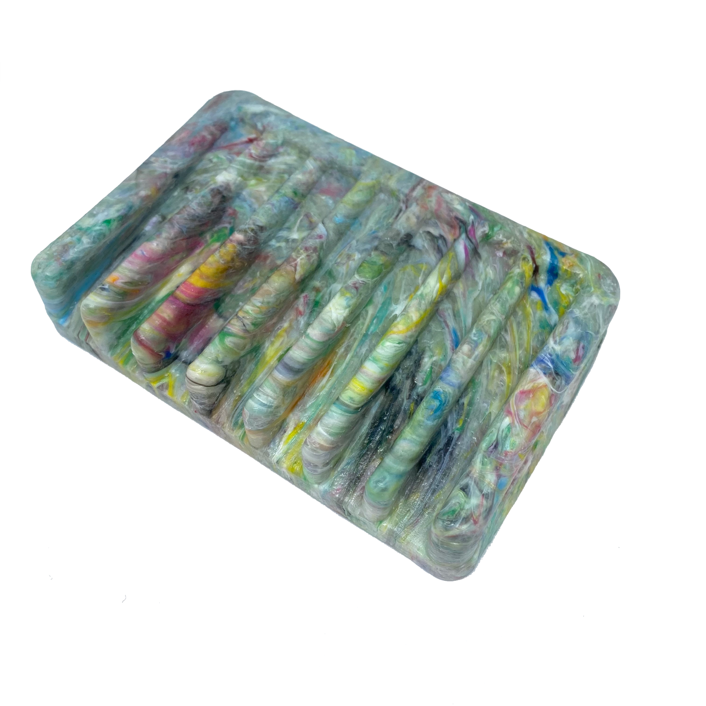 Jabonera hecha de plastico recicable